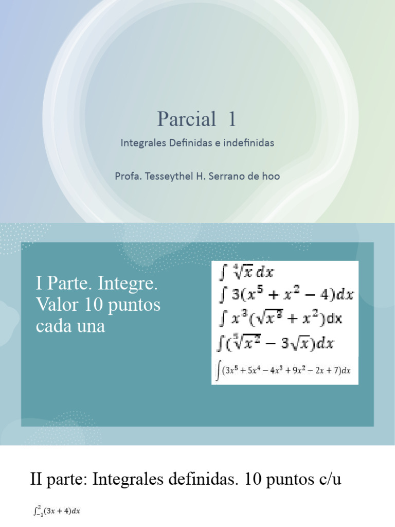 Parcial 1 Integrales Indefinidas y Definidas | PDF