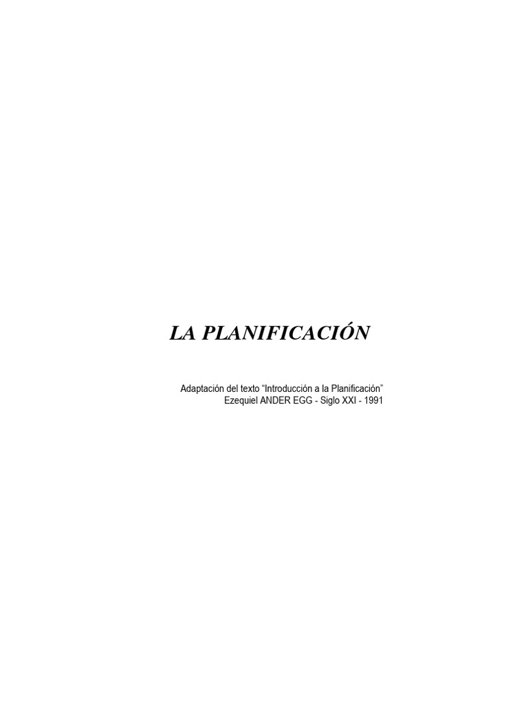 LA PLANIFICACION Cap 1 ANDER EGG | PDF