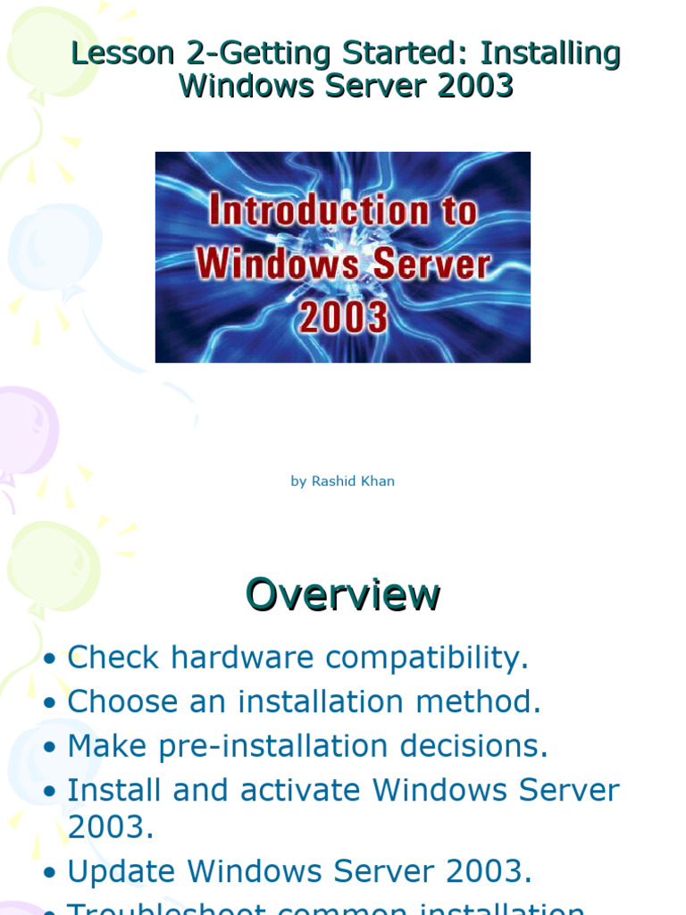 Installing Windows Server 2003 Guide | PDF | Installation (Computer ...