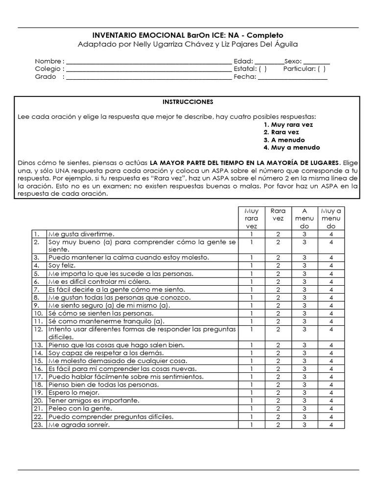 CUESTIONARIO BARON | PDF