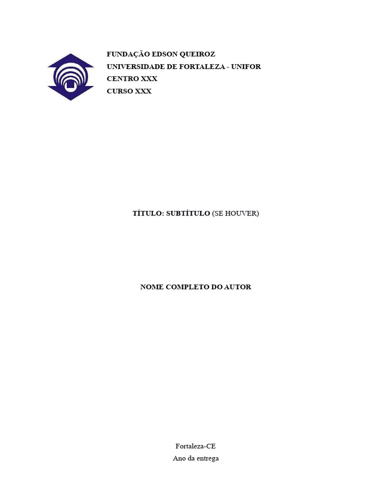 Estrutura de Trabalho Acadêmico UNIFOR | PDF | Abstract (resumo)