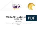Cuestionario Teoría de Maquinado de Metales.