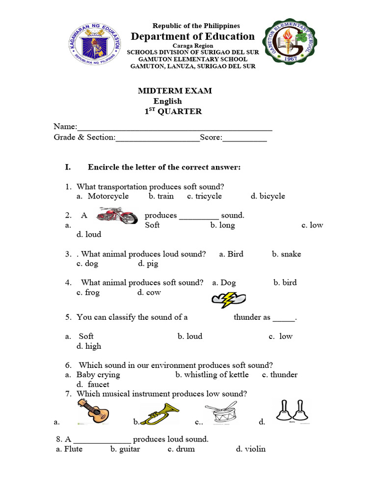 English 2 Mid Term Exam 1st Quarter | PDF