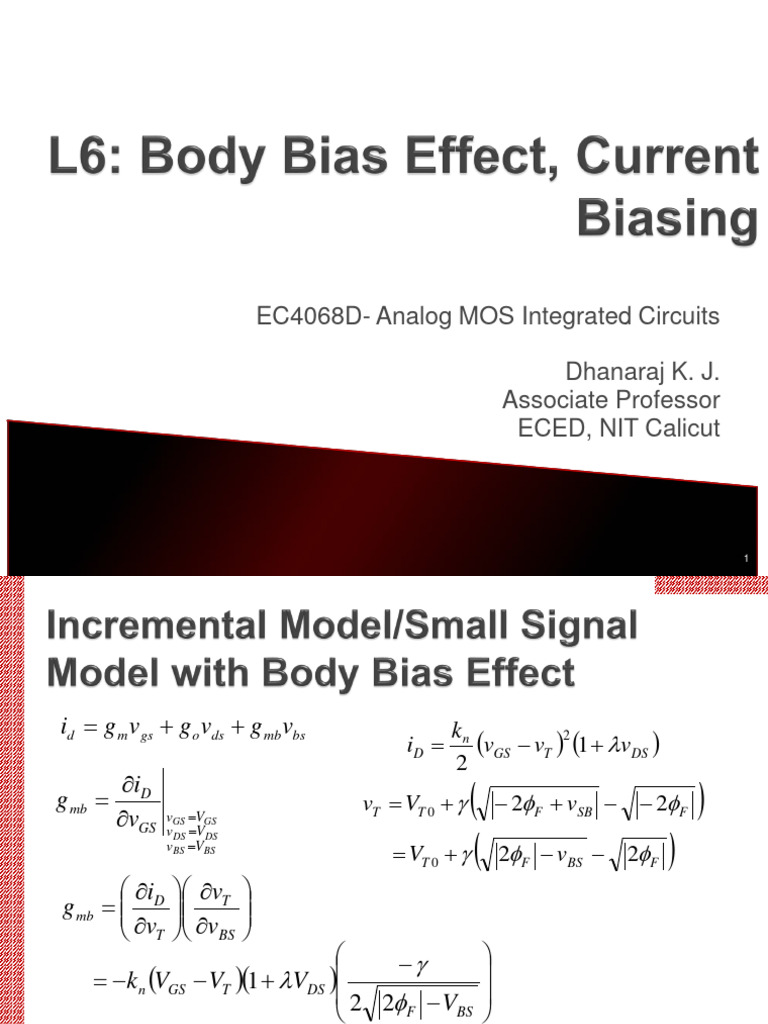 EC4068DAnalog MOS Integrated Circuits Dhanaraj K. J. Associate
