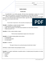 Atividade de Portugues Sujeito Simples 9o Ano PDF