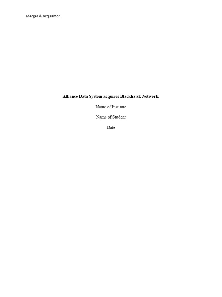 Alliance Data Acquires Blackhawk Network | PDF | Valuation (Finance ...