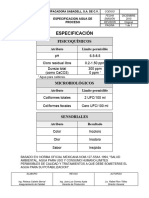 Especificacion Agua de Proceso