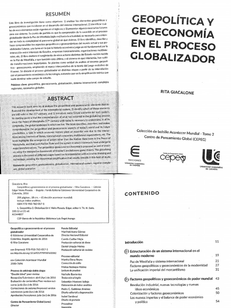 Geopolitica y Geoeconomia en El Proceso Globalizador Caps 1 y 2 | PDF