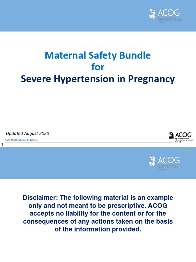 Acog Hypertension In Pregnancy Guidelines