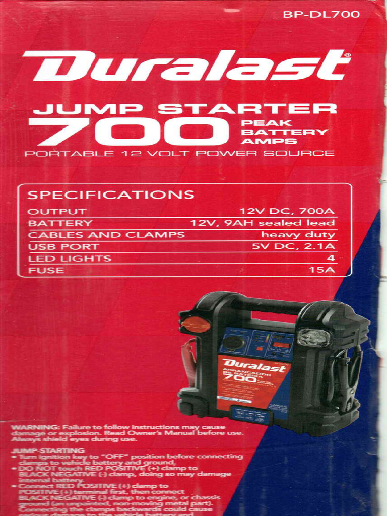 Duralast Jump Starter 700 PDF