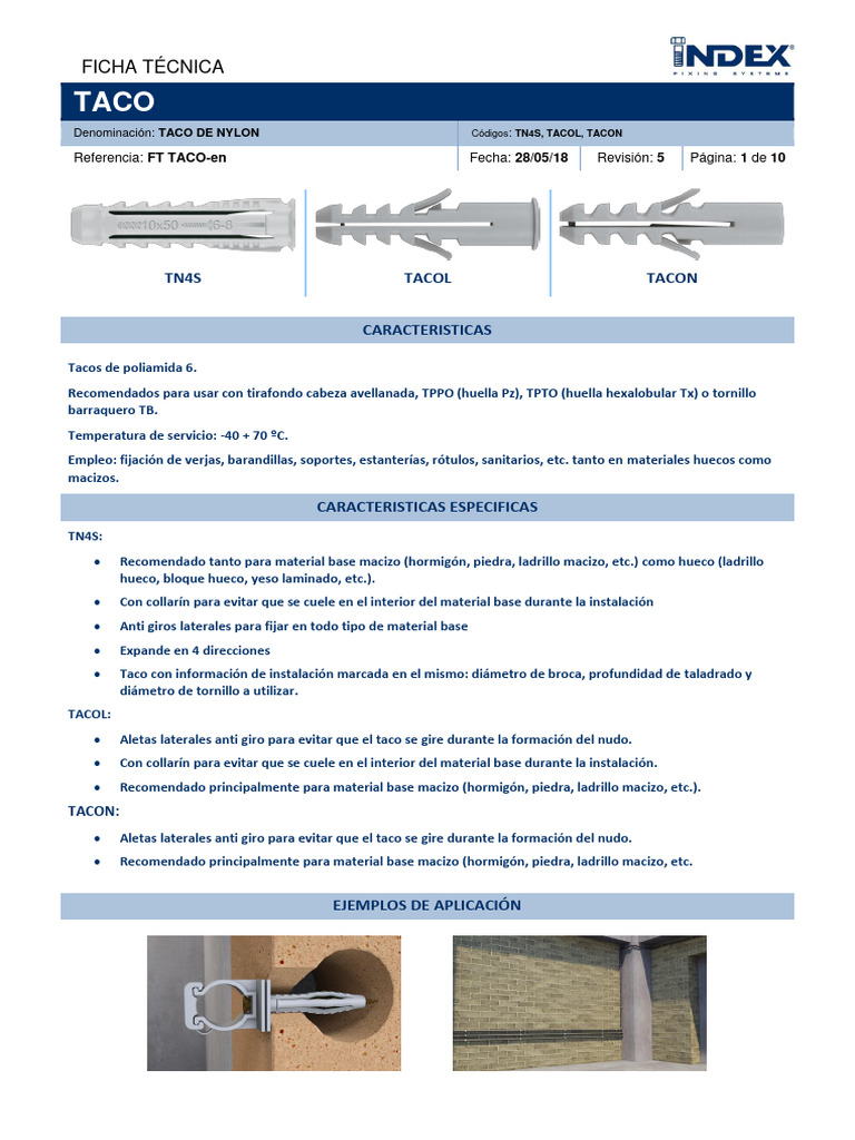 Ficha Tecnica Tarugos | Download Free PDF | Perforar | Tornillo