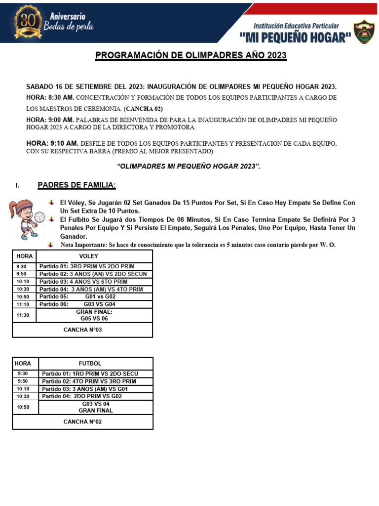 Programa de Olimpadres 2023 | PDF