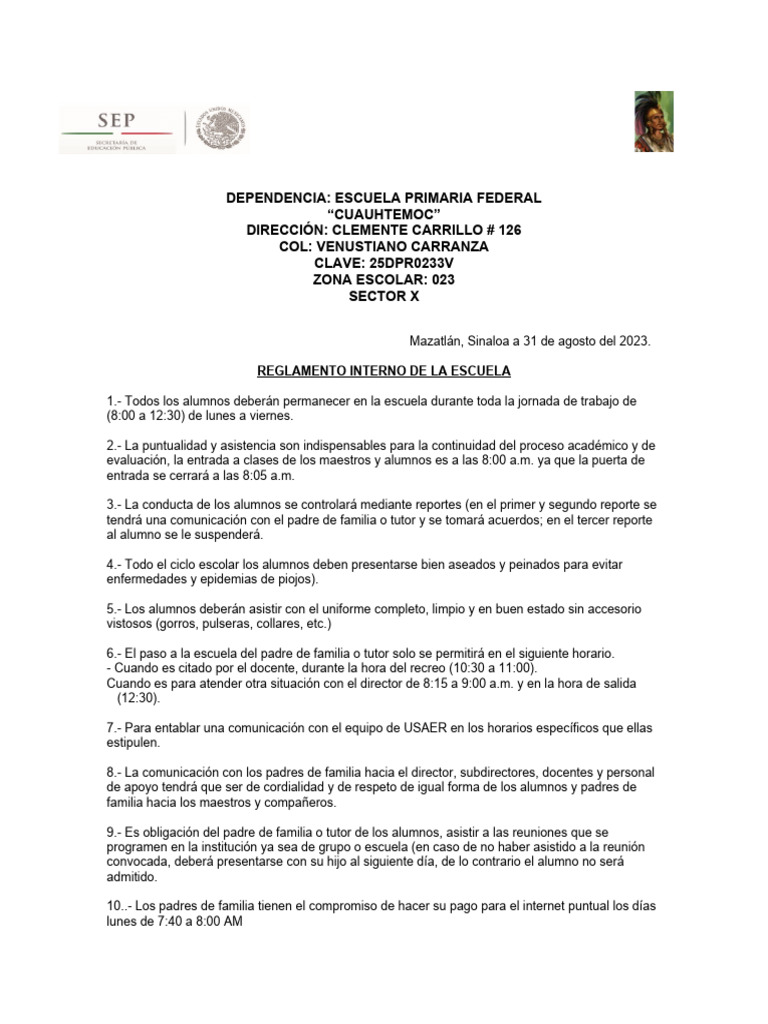 Reglamento Interno 20232024 PDF