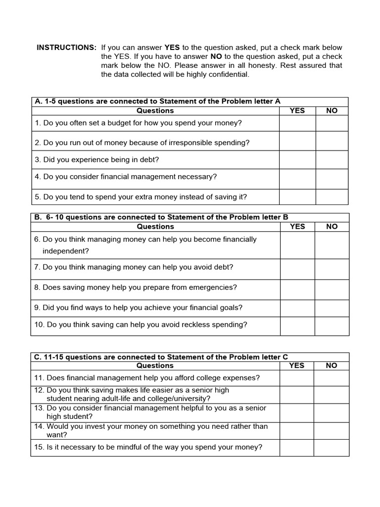 Financial Management Survey for Students | PDF