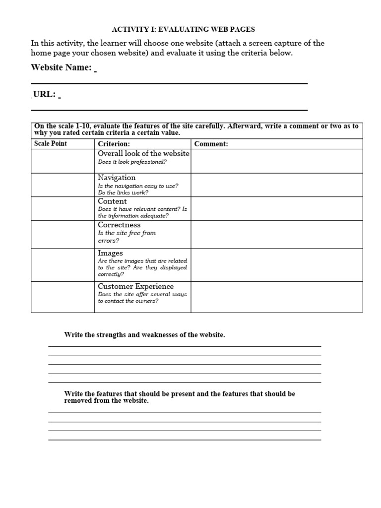 Evaluating Web Pages: Criteria Guide | PDF