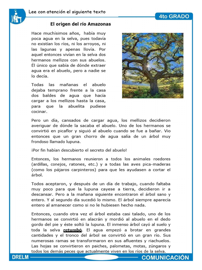 Origen del río Amazonas en un cuento | PDF
