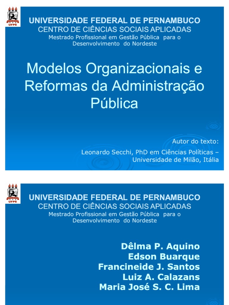 GESTÃO PÚBLICA I- MODELOS ORGANIZACIONAIS - 17.04.10 | Governança ...