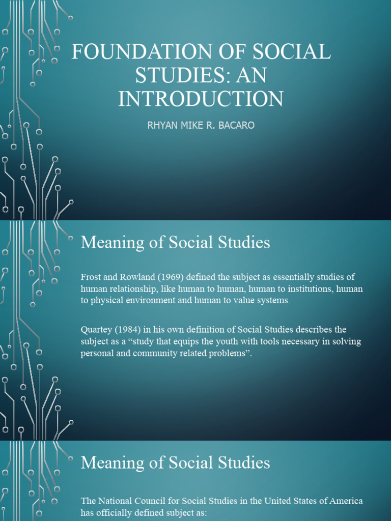 FOUNDATION OF Social Studies Introduction PDF Science