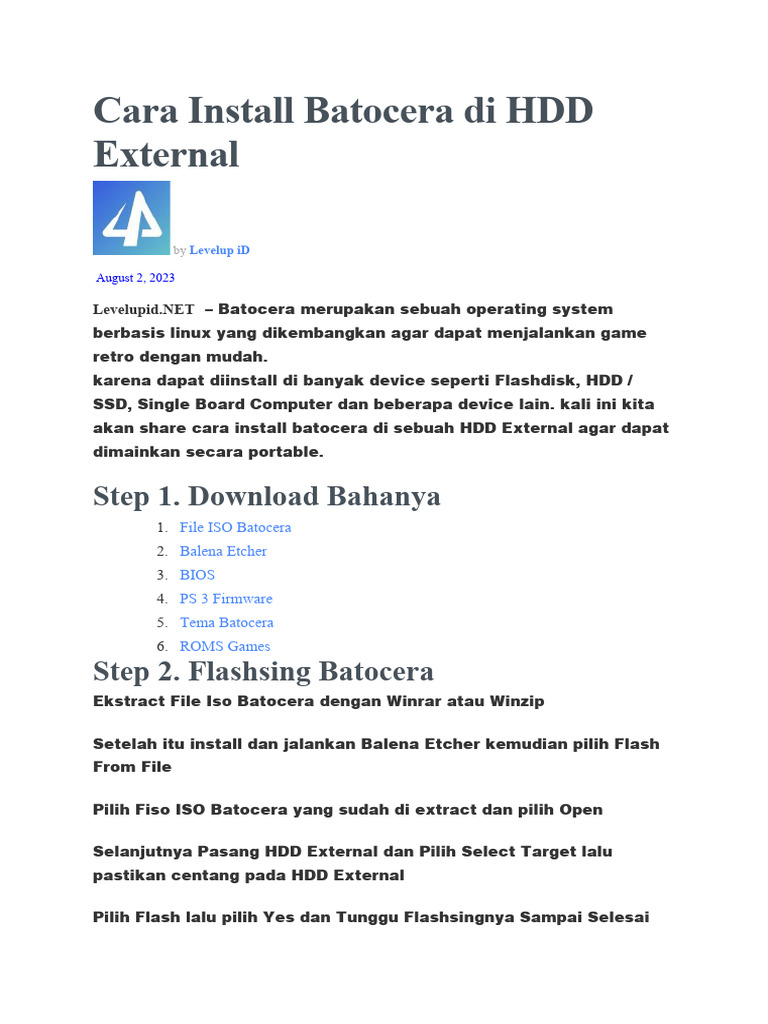 Panduan Instalasi Batocera di HDD External | PDF