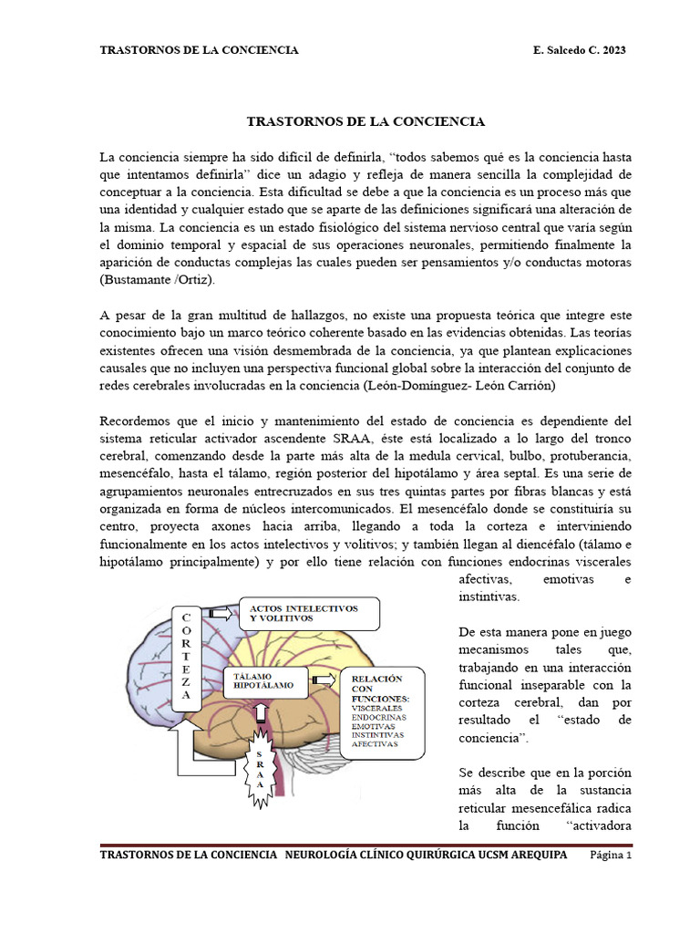 Clase 1 - Trastorno de La Conciencia | PDF