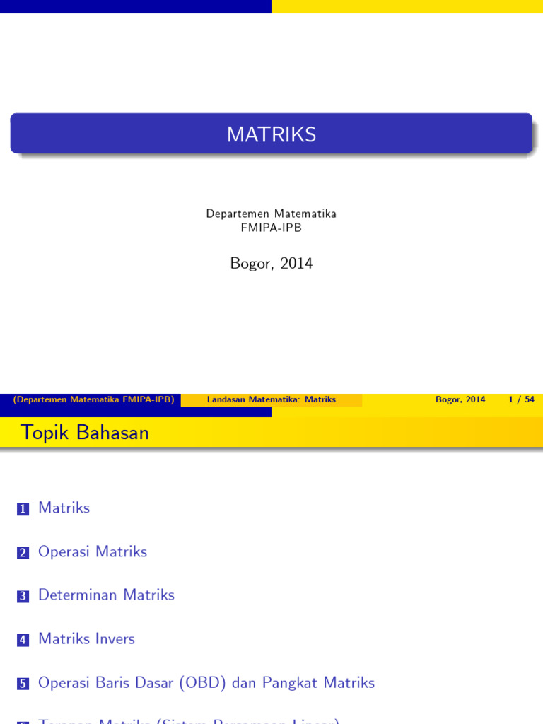 Contoh dan Operasi Matriks 3x3 | PDF