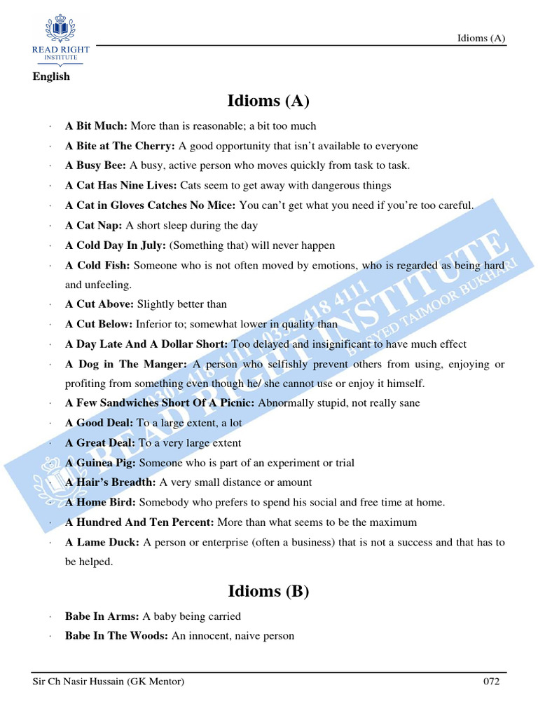 English (Idioms) | PDF