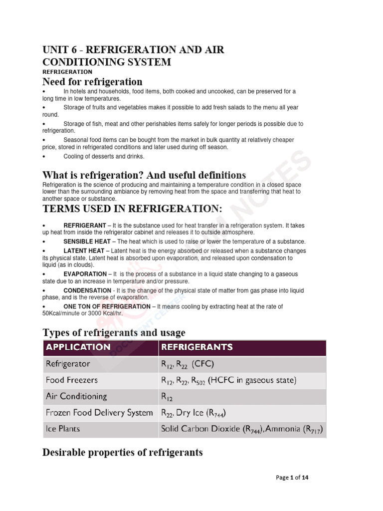 Refrigeration and Air Conditioning Overview | PDF