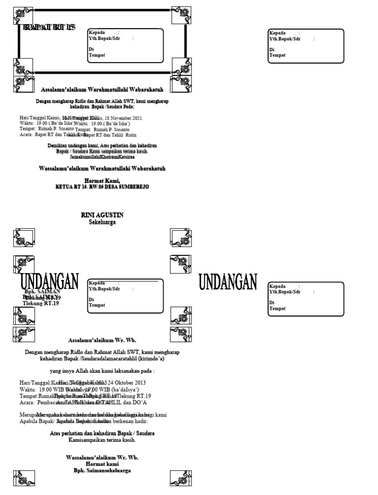 Undangan RT | PDF