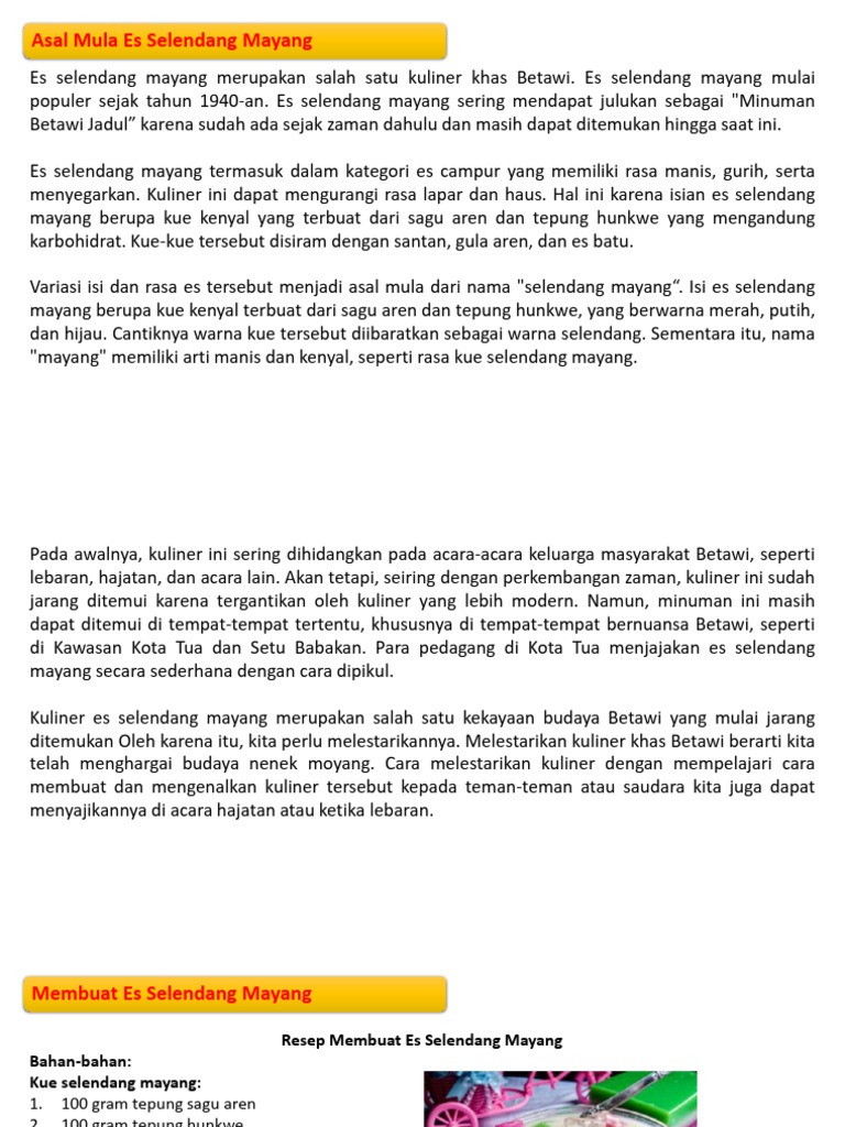 Kelas 6 Bab 4 Kuliner Khas Betawi Es Selendang Mayang 2 5 Pdf