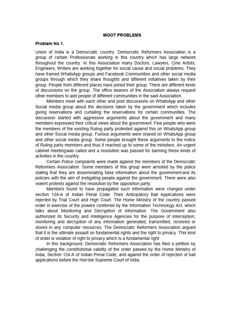 Moot Court Problems in Details | PDF