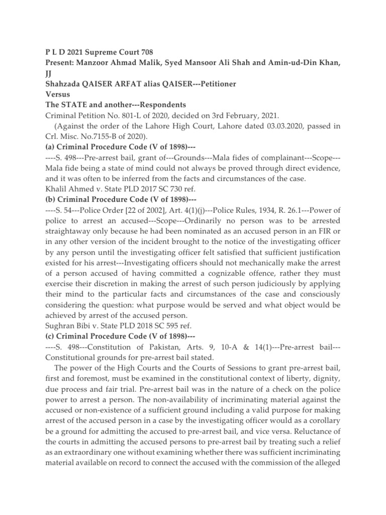 Pre-Arrest Bail in Criminal Cases | PDF