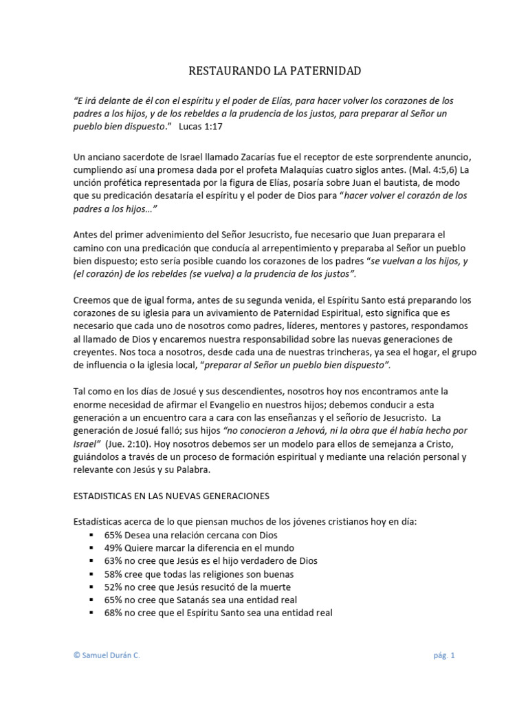 Restaurando La Paternidad Pdf