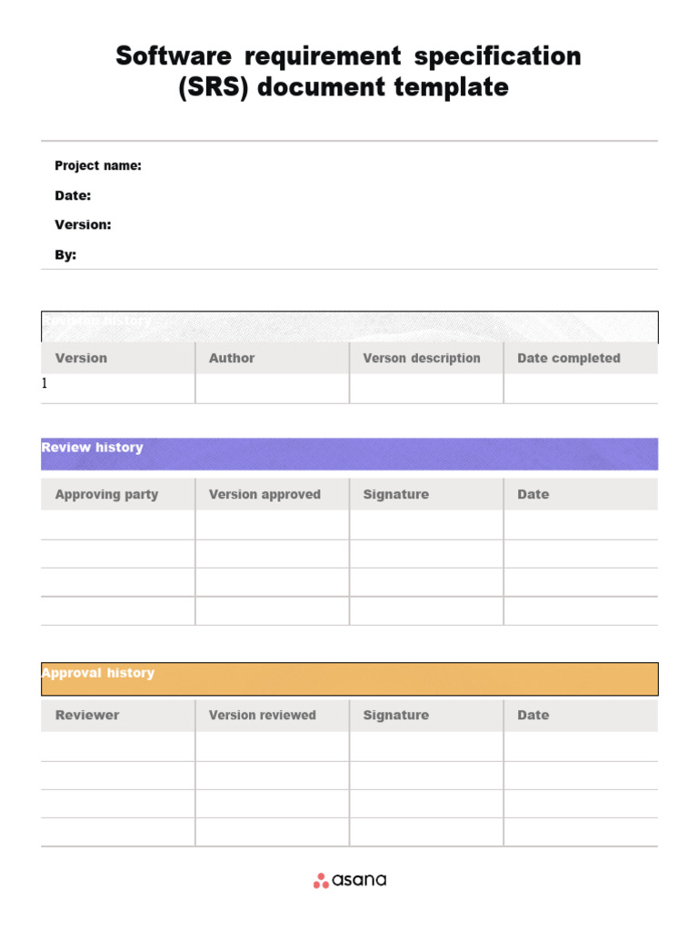 Software Requirement Document Template PDF