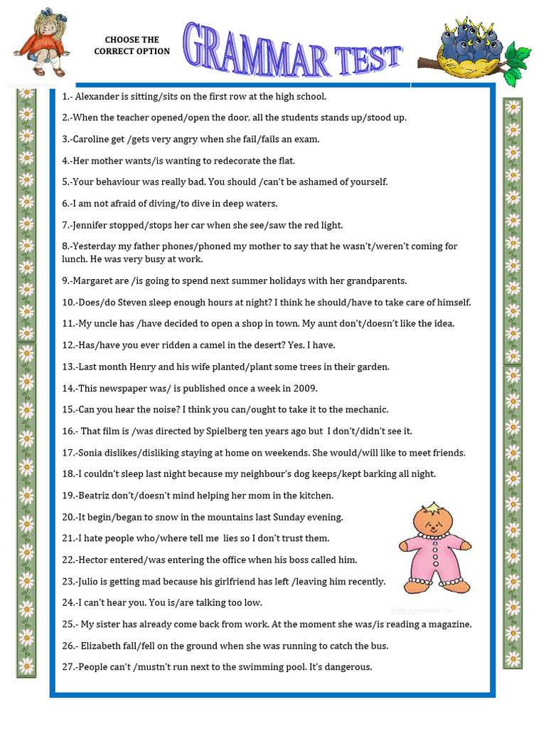 English Grammar Practice Quiz | PDF