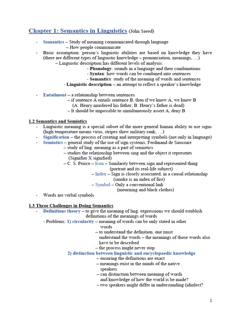 Understanding Semantics in Linguistics | PDF