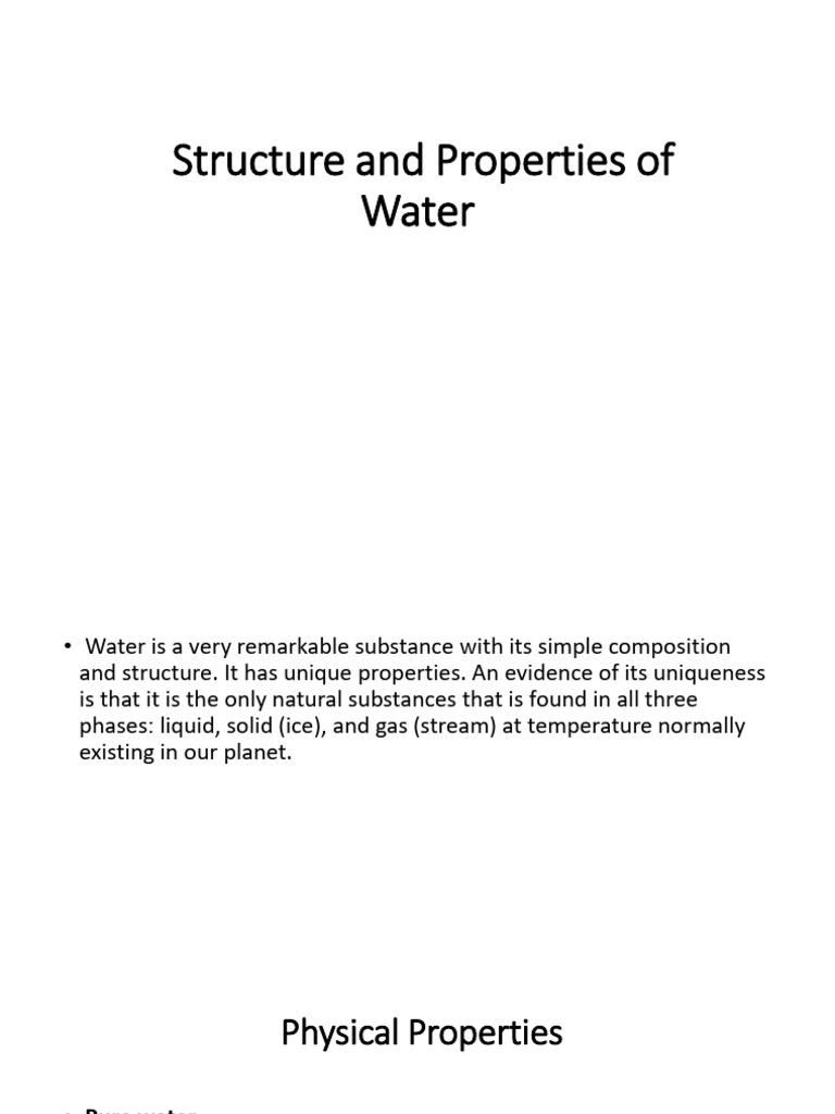 Week 003 Structure And Properties Of Water Pdf