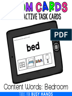 Interactive Task Cards: Content Words: Bedroom