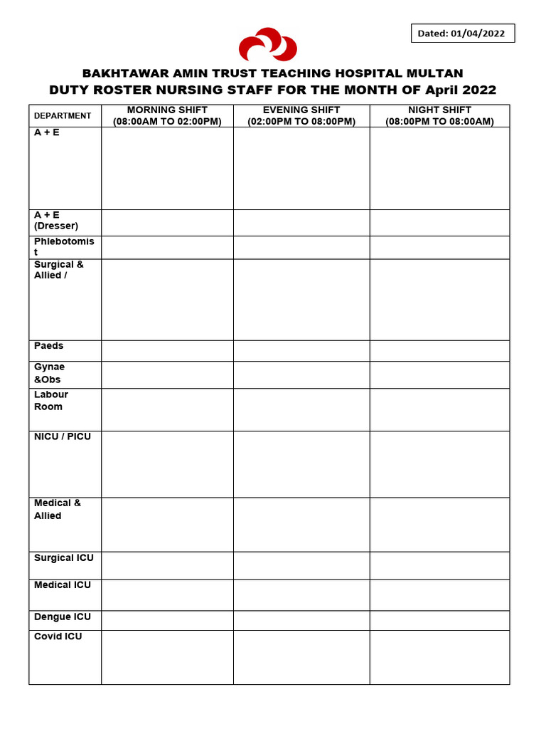 BLANK Duty Roster Staff April 2022 PDF