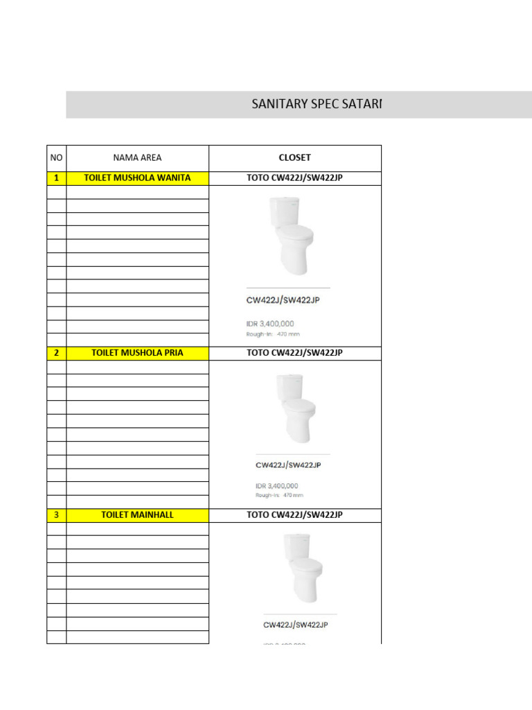 Sanitary Spec Satarmese PDF