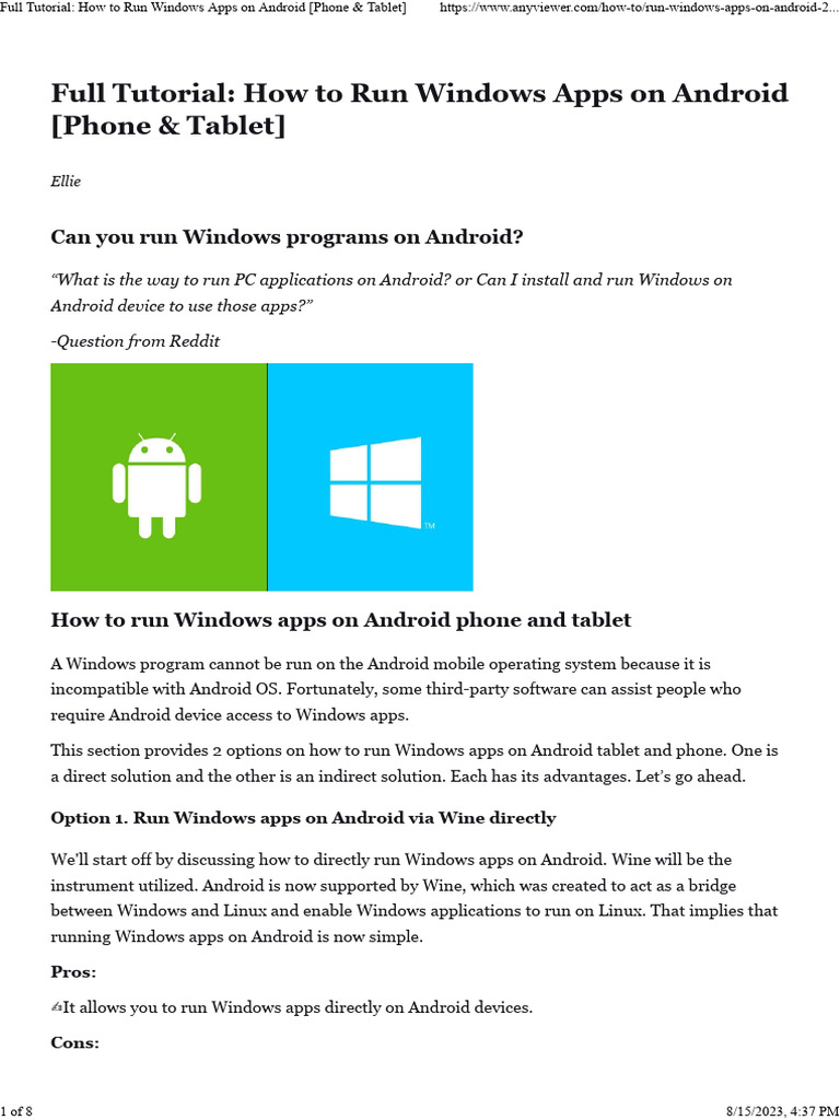 Full tutorial how to run windows apps on android phone tablet pdf