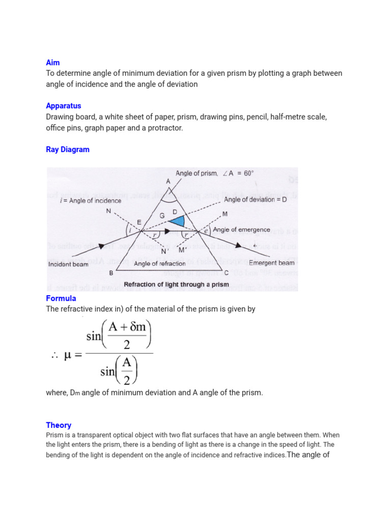 Class 12 Prism Experiment Guide | PDF