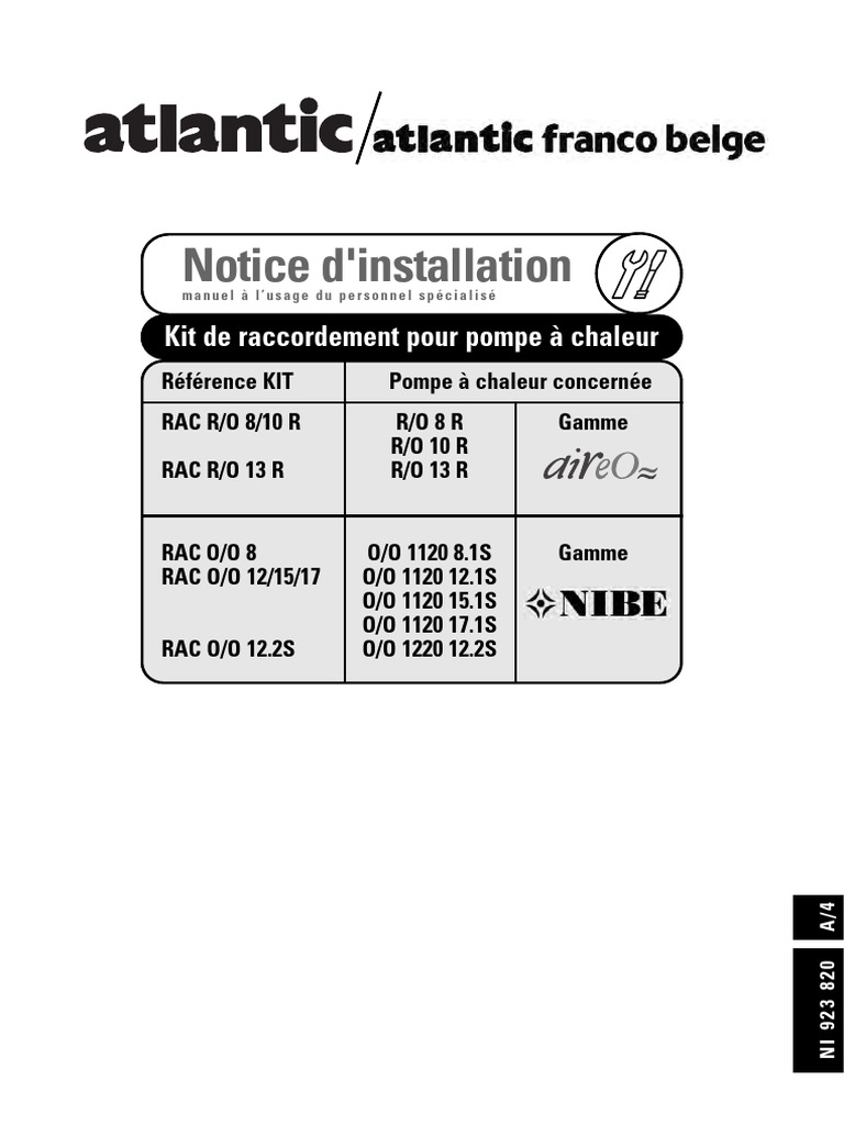 Notice d'installation Kit Raccordement PAC | PDF