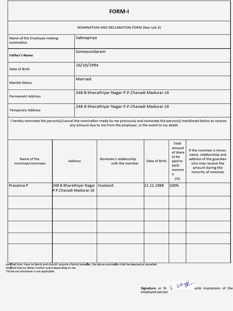 Form 1 Nomination and Declaration Guide | PDF