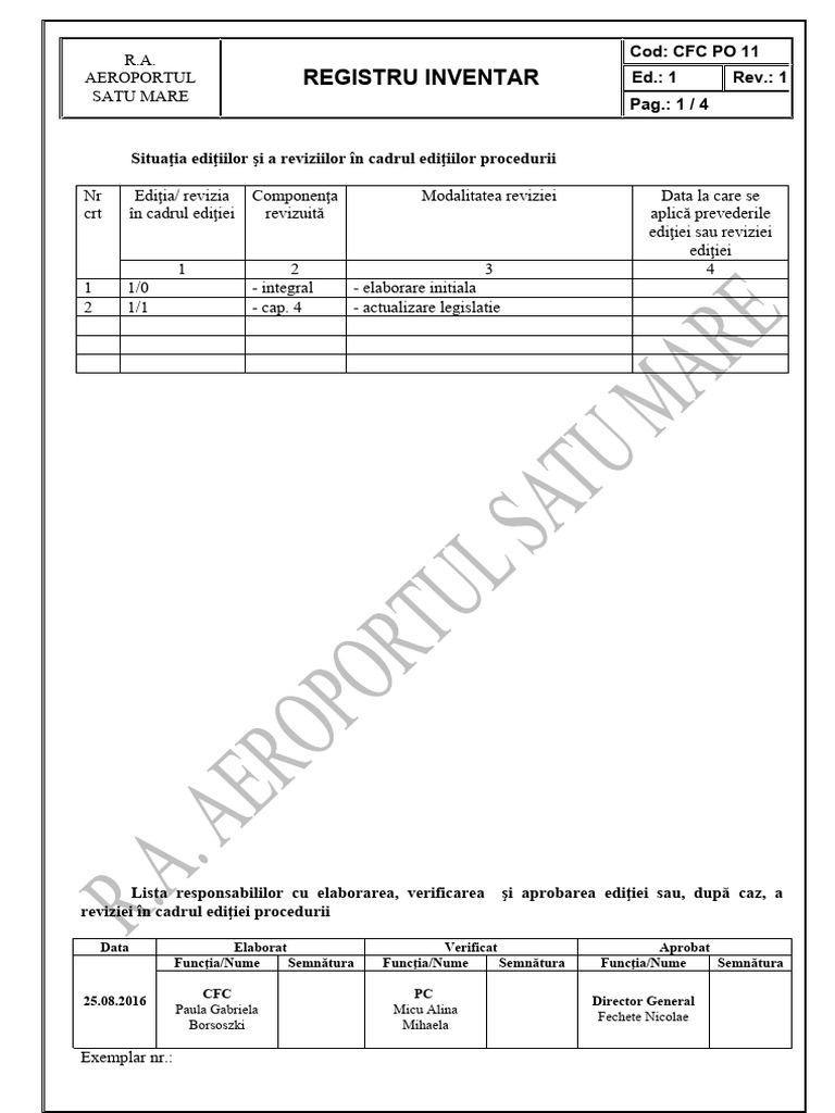 CFC PO 11 Procedura Registru-Inventar | PDF
