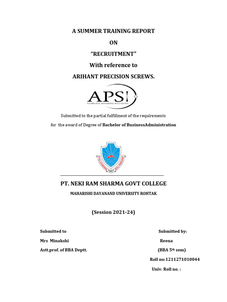 Recruitment Report for Arihant Precision | PDF | Recruitment | Human ...
