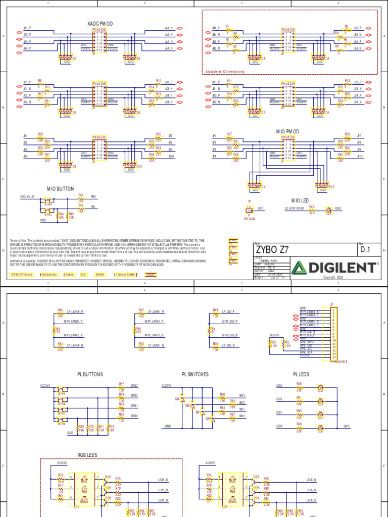 ZYBO Z7 Board Schematic Overview | PDF