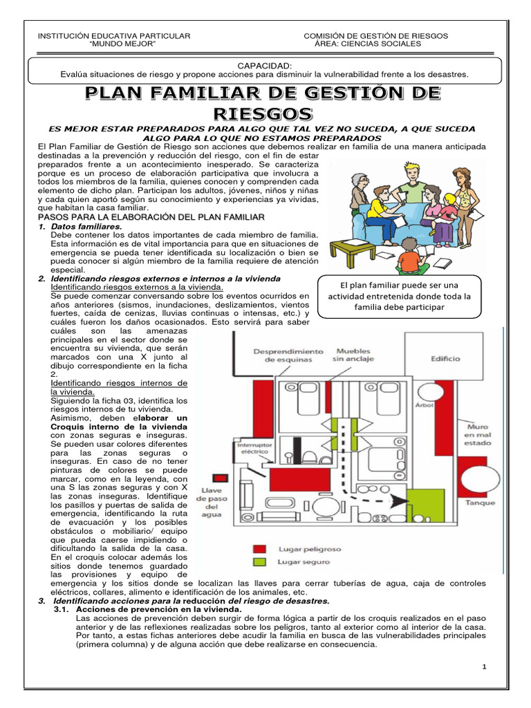 Plan Familiar de Gestión de Riesgos PLATAFORMA | PDF | Riesgo ...