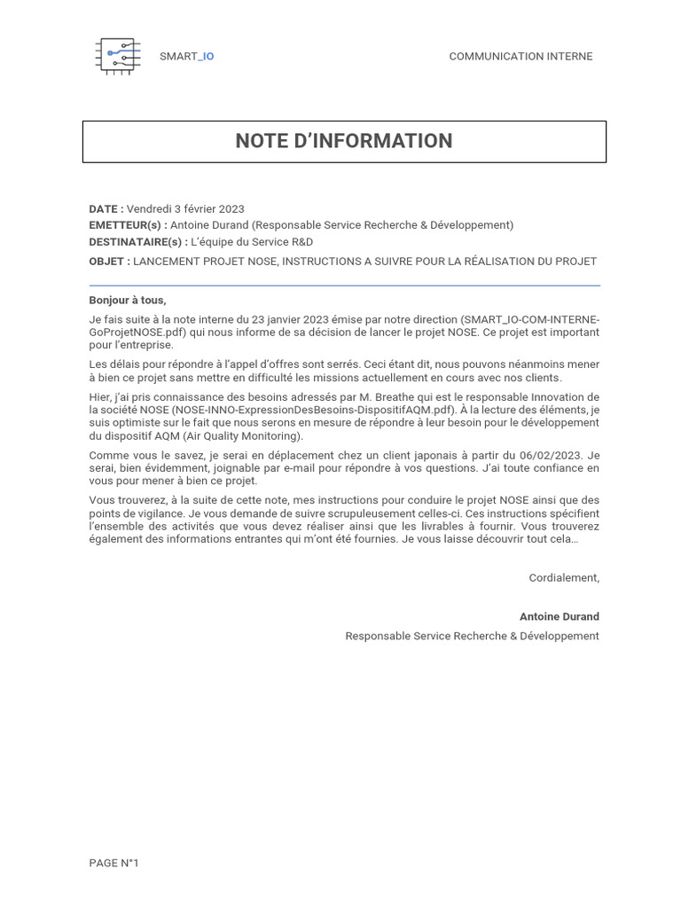 Smart Io Com Interne Projetnose Instructions | PDF