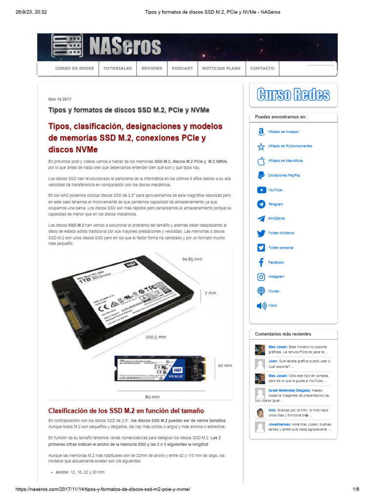 Tipos y Formatos de Discos SSD M.2, PCIe y NVMe - NASeros | PDF