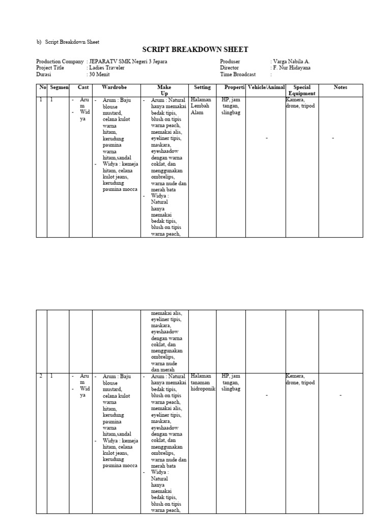 2 - Script Breakdown Sheet-1 | PDF